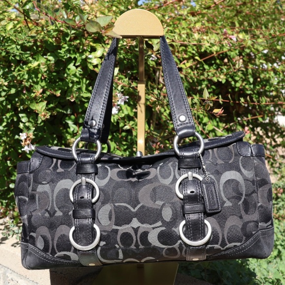 Coach Black Sateen Monogram Turn-lock Leather and Suede Satchel, F06Q-10145 - Picture 16 of 16